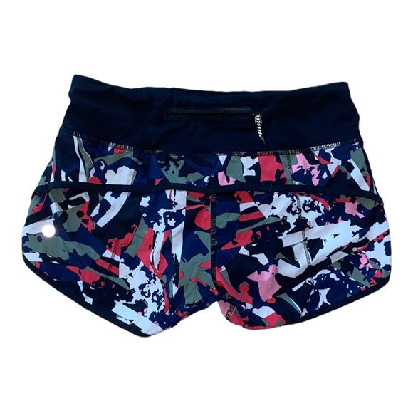 Lululemon 4 Way Stretch Speed Shorts Navy Pink Multicolor Size 2 EUC - Picture 2 of 5